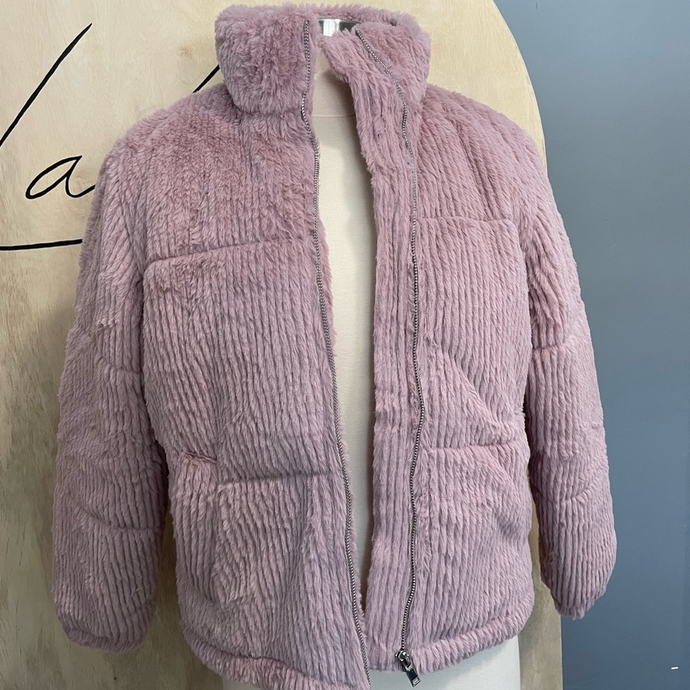 Pink faux fur jacket